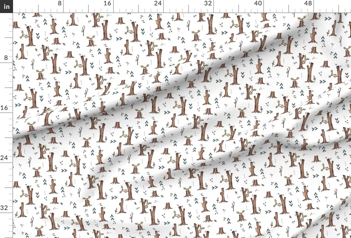 Spoonflower Fabric - Moose Adventure Tree Arrow Mushroom Winter Woodland Printed on Upholstery Velvet Fabric Fat Quarter - Upholstery Home Decor Bottomweight Apparel