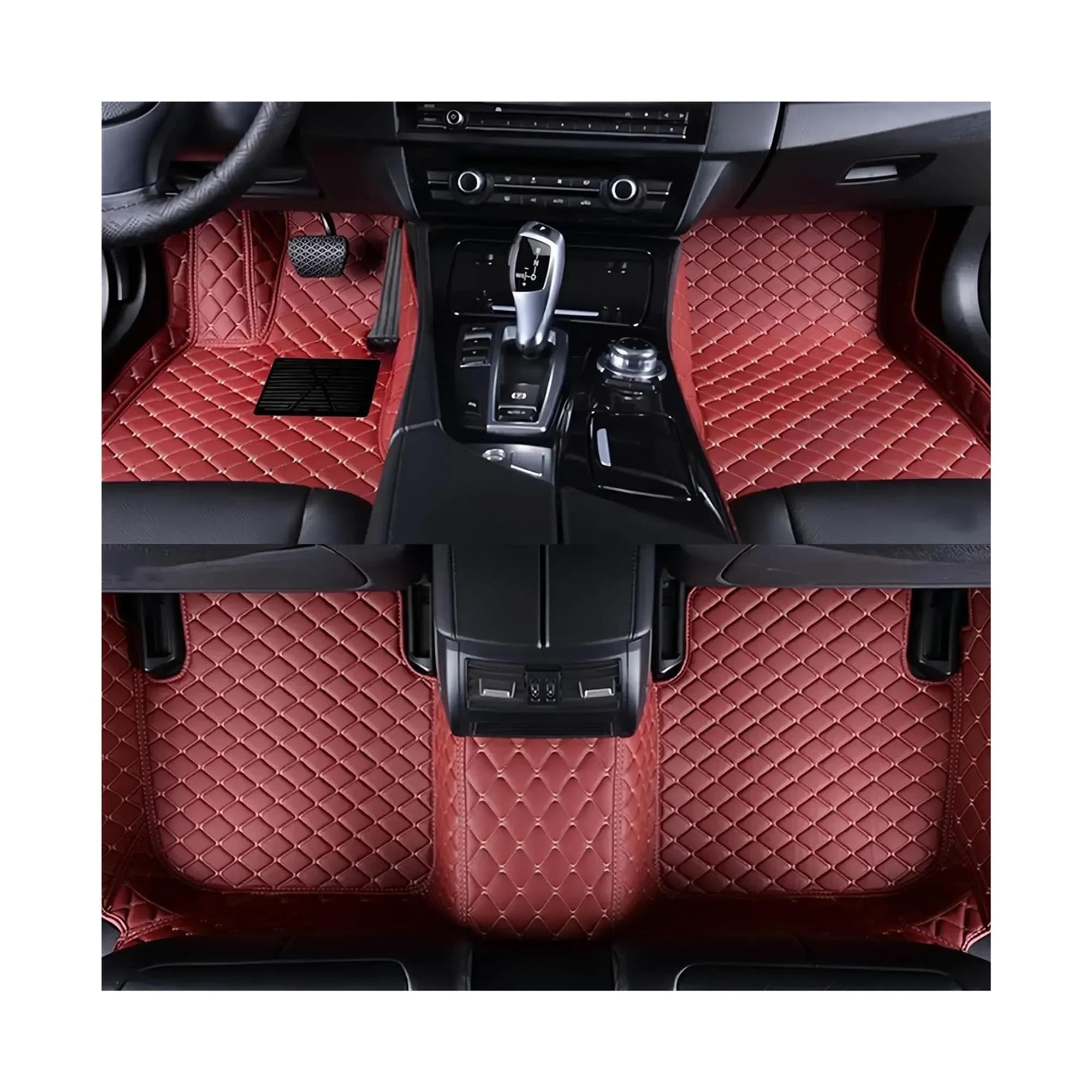 Auto Fussmatten Für Hyundai Für I30 2007 2008 2009 2010 2011 Wetterfeste Luxus-Leder-Bodenmatten Vollständige Auto-Abdeckung Auto-Fußmatten Fußmatten Automatten(Style 1 Wine Red)