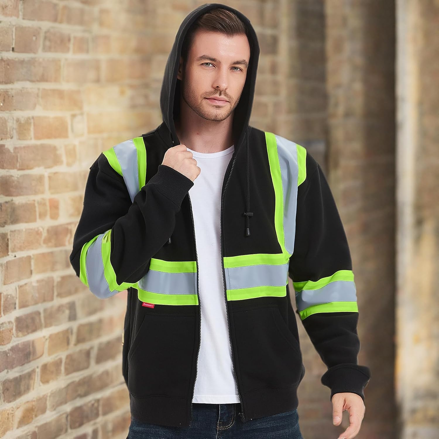 ProtectX Hi Vis Hoodie for Men Women High Visibility Safety Sweatshirt Reflective with Pockets for Construction Work Class 3 - Image 7