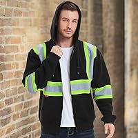 Vista 15 de ProtectX Class 3 High Visibility Safety Sweatshirt for Men, Reflective Hoodie with Large Pocket for Construction & Work