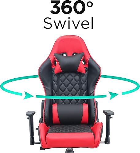 Miniatura 3 de Comfty Sillas de cuero acolchadas de diamante rojo y negro, multicolor