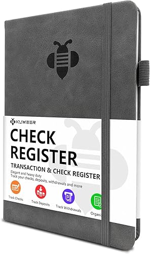 Miniatura 7 de Registro de cheques - Registros de cheques elegantes para chequera personal con registros de cheques y transacciones, registro de chequera de tapa