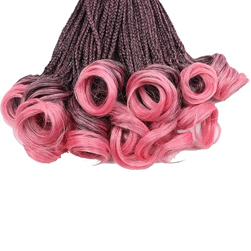 Miniatura 5 de Cabello trenzado francés TPink para niños, trenzas de ganchillo con extremos rizados, 10 pulgadas, trenzas cortas de caja de diosa para mujeres,