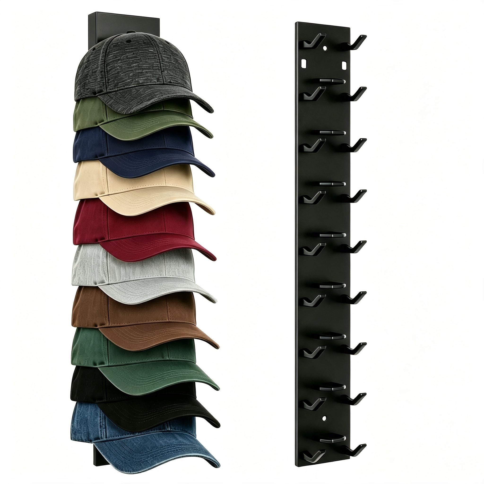 Storage Cap Rack for Door, Black Hat Hook Rack, Door Back Cap Hanging Hook