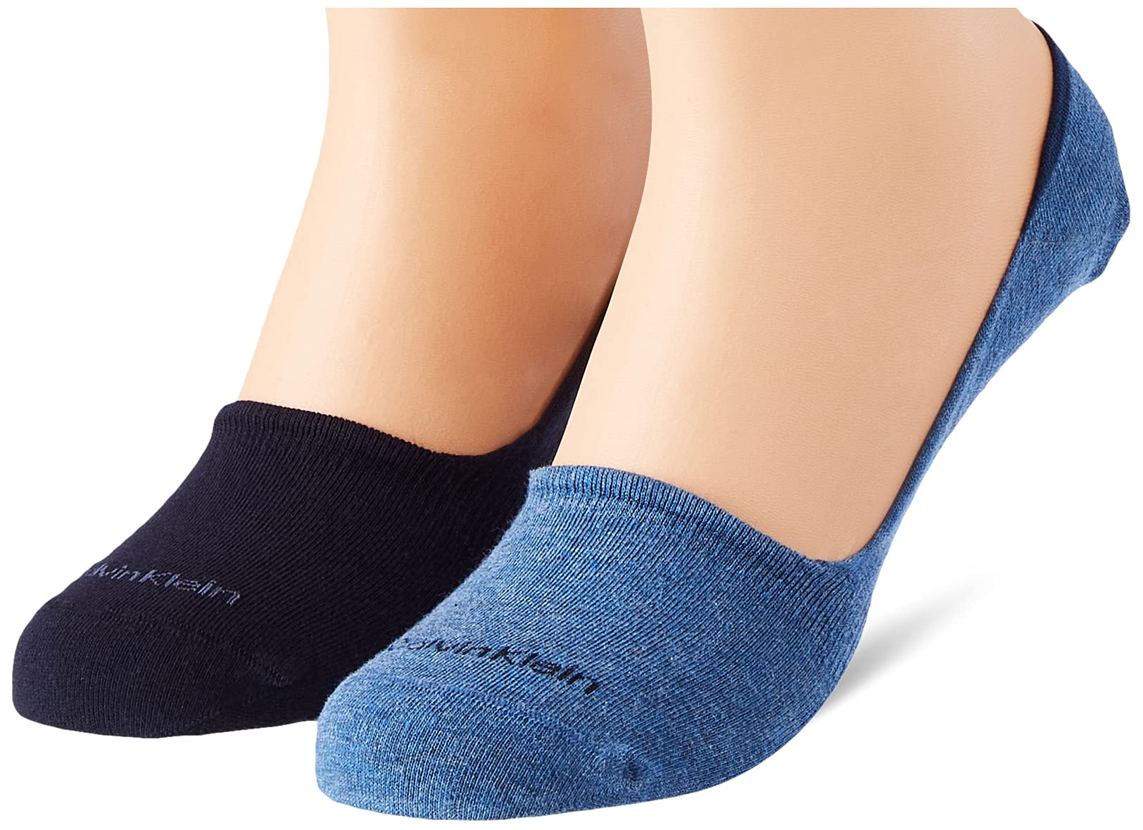 Calvin Klein mens Cotton Men's No Show Socks 2 pack Footie, denim melange, 39/42