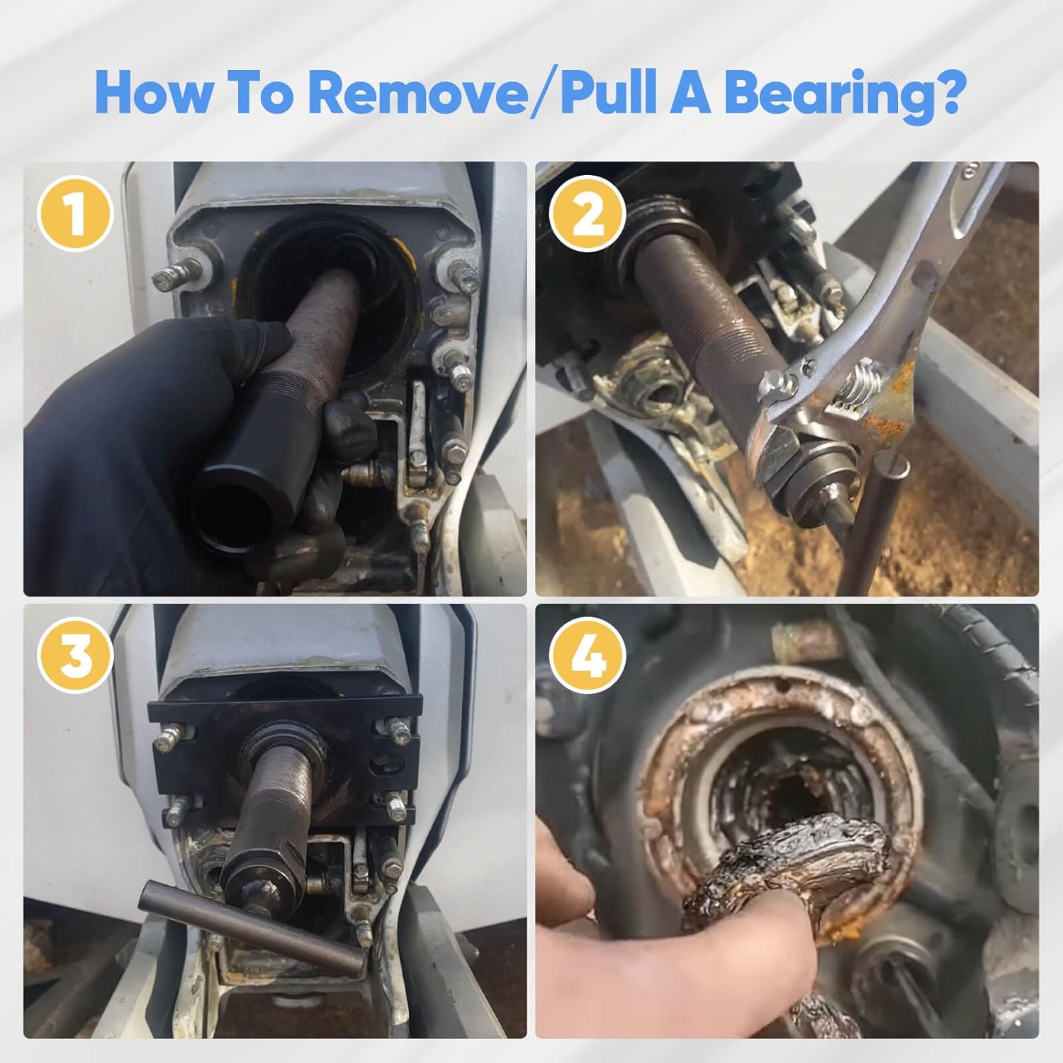 Mercruiser Alignment Tool Bearing Puller: Steel Heavy Duty Boat Kit Set - Replace Repair Gimbal Bearing Engine-to-Drive Alignment for Alpha One, Bravo, MR, OMC, Volvo | No Pre-drilled Hole