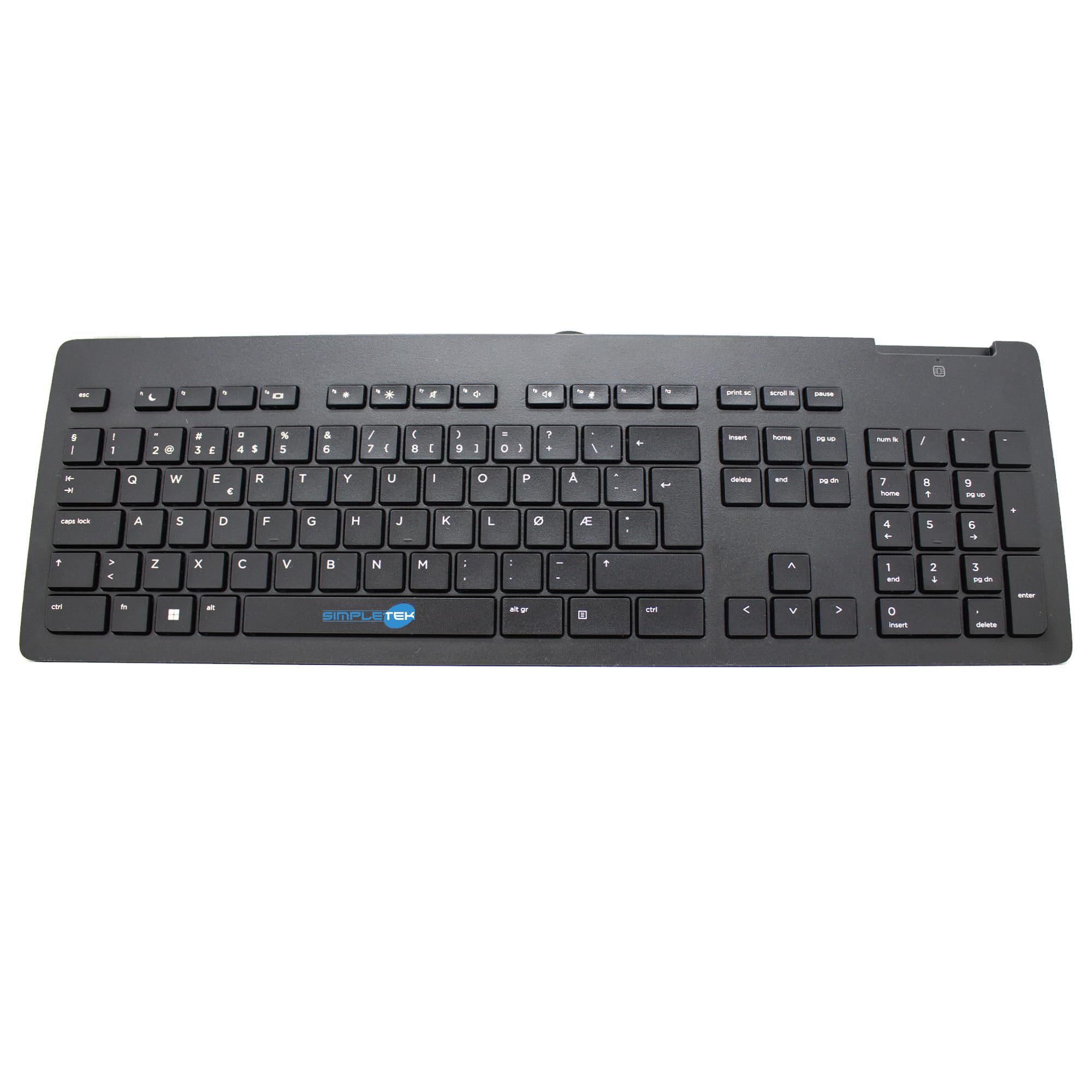 SIMPLETEK - Teclado con cable USB Business Slim - Con lector de tarjetas inteligentes integrado - Diseño Nórdico (NO/SE/DK/FI) - Perfil delgado