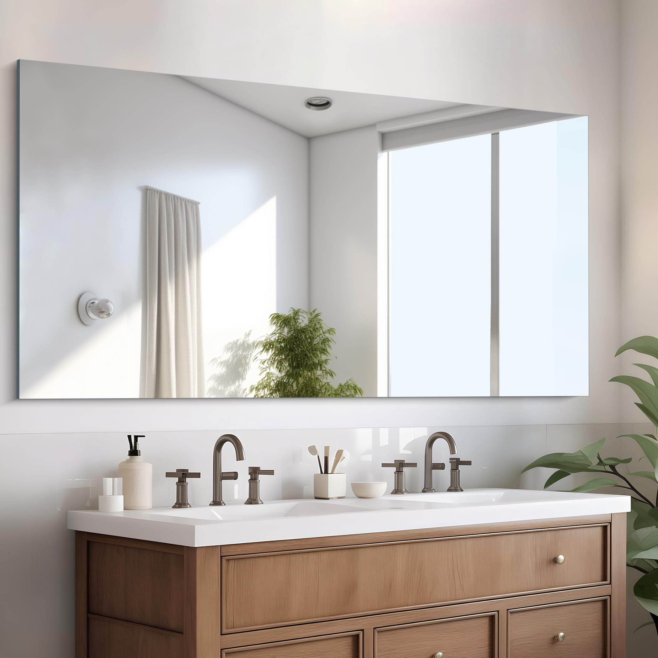 Photo 1 of Frameless Mirror, 30x60 Inch Large Bathroom Mirrors for Wall, Upgraded Shatterproof Rectangle Vanity Mirror Over Sink with Polished Edge for Bathroom,Bedroom,Living Room and Entryway Frameless 30x60 inch