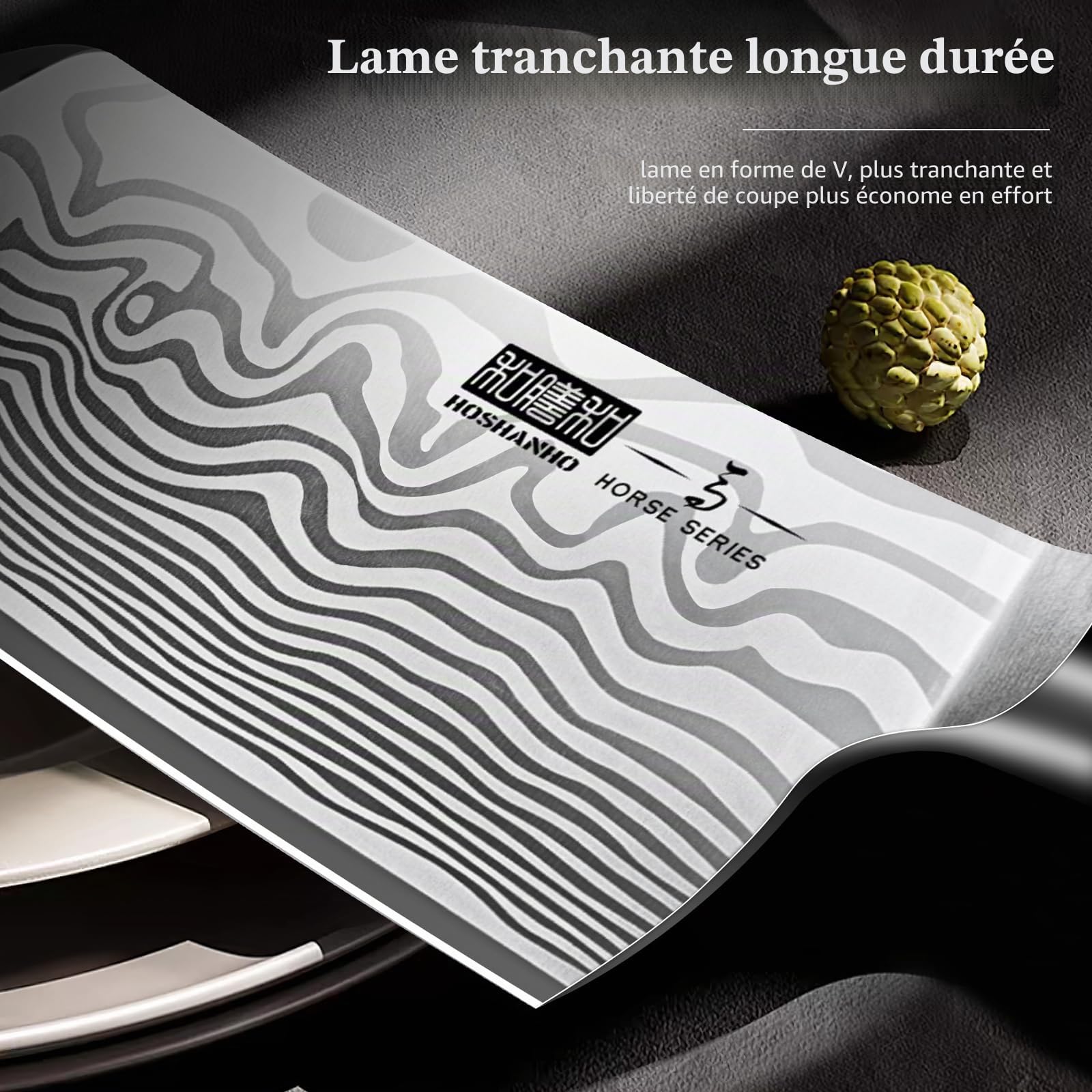 HOSHANHO Feuille de Boucher de 18 cm, Couperet de Cuisine Ultra Tranchant en Acier à Poudre à Haute Teneur en Carbone, Couteau de Cuisine Professionnel de Boucher