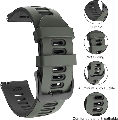 Miniatura 4 de ISABAKE Correa de reloj Garmin de silicona suave para Garmin Vivoactive 3Samsung Galaxy Active 2Garmin Forerunner 245245 Music 645Forerunner 645