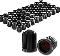 CKAuto 50 Pack Black Tire Valve Stem Caps with O-Ring Seal - Dustproof, Airtight Universal Covers for Cars, Trucks, Bikes, SUVs