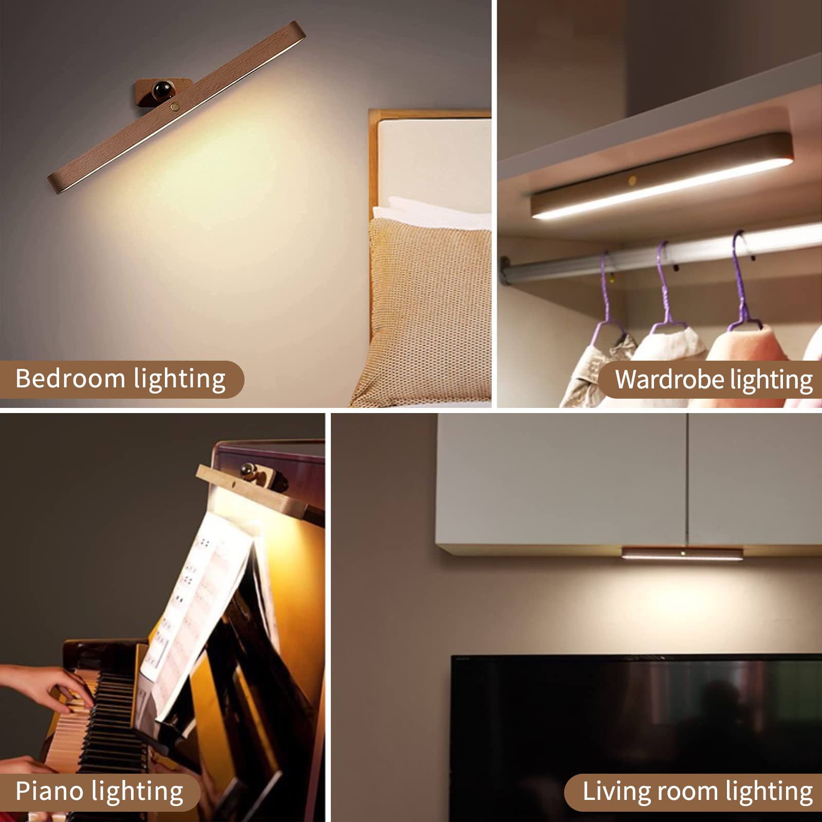 Spiegel in een houten lijst met LED-verlichting