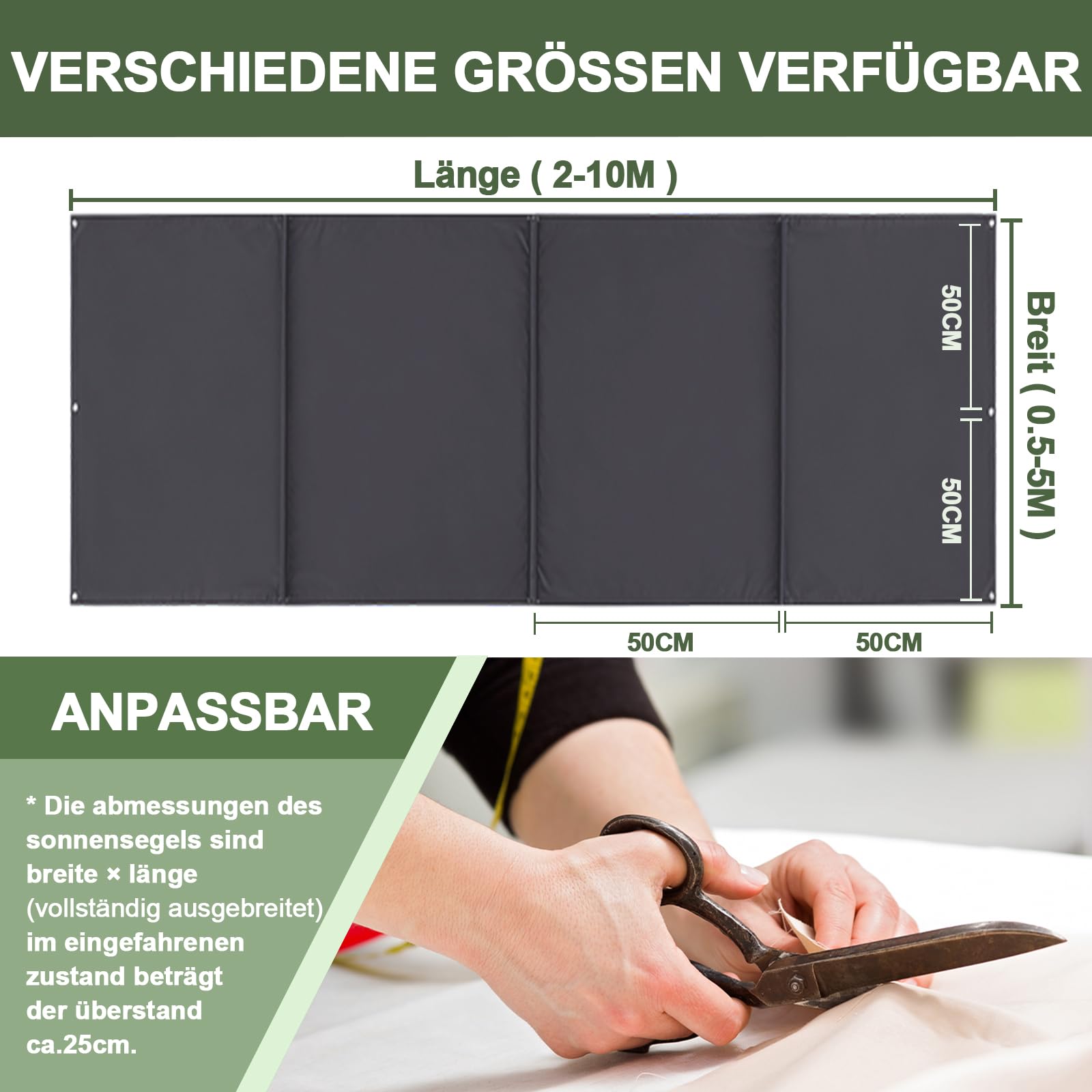 Einziehbares Welle Sonnensegel,Wasserabweisend imprägniert Mit Ösen,Mit Uv Schutz Sonnenschutz, Sonnensegel nach maß,für Garten Outdoor, 1.2x7m,Beige