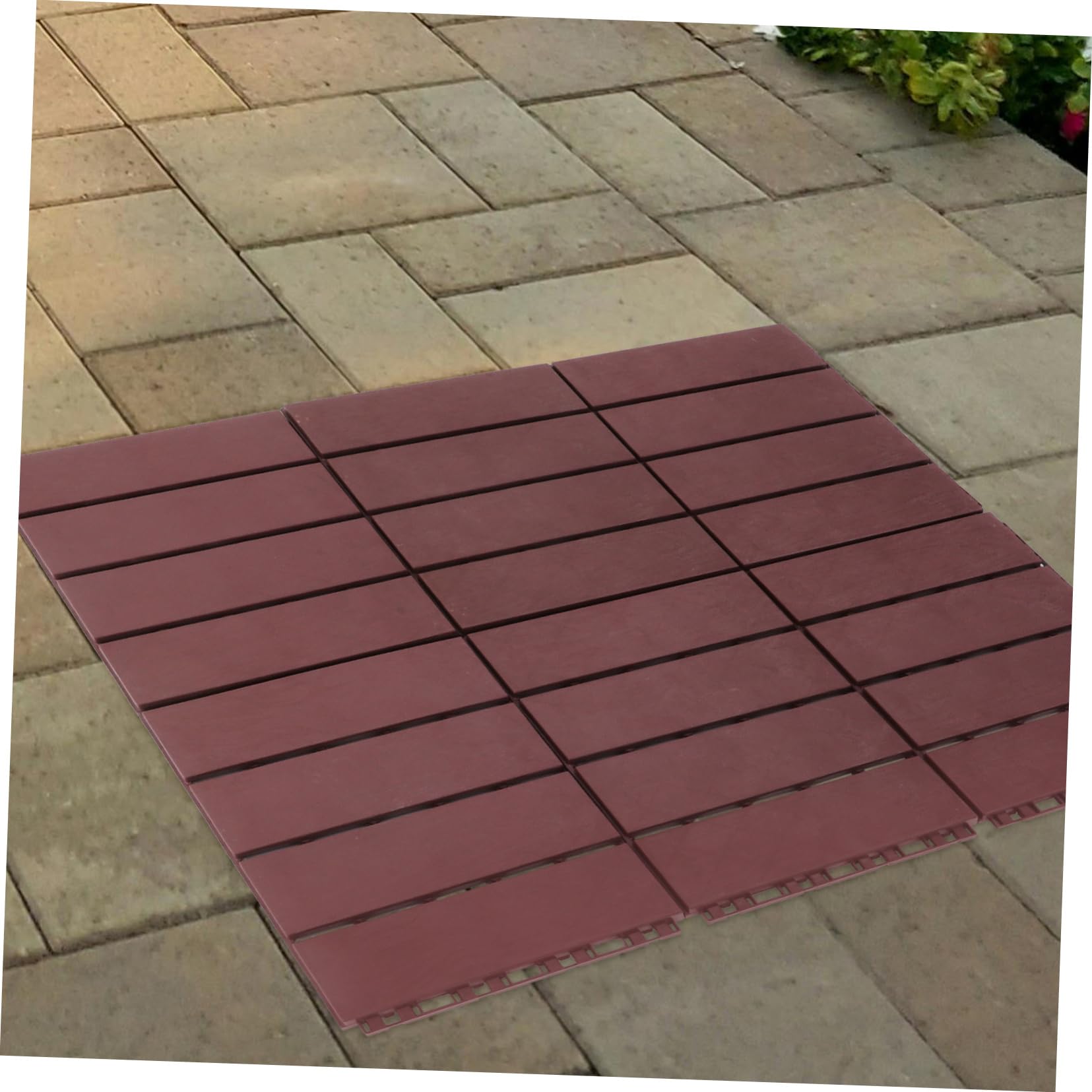 Baldosas de Plástico Entrelazadas para Exterior Marrón 6 Piezas