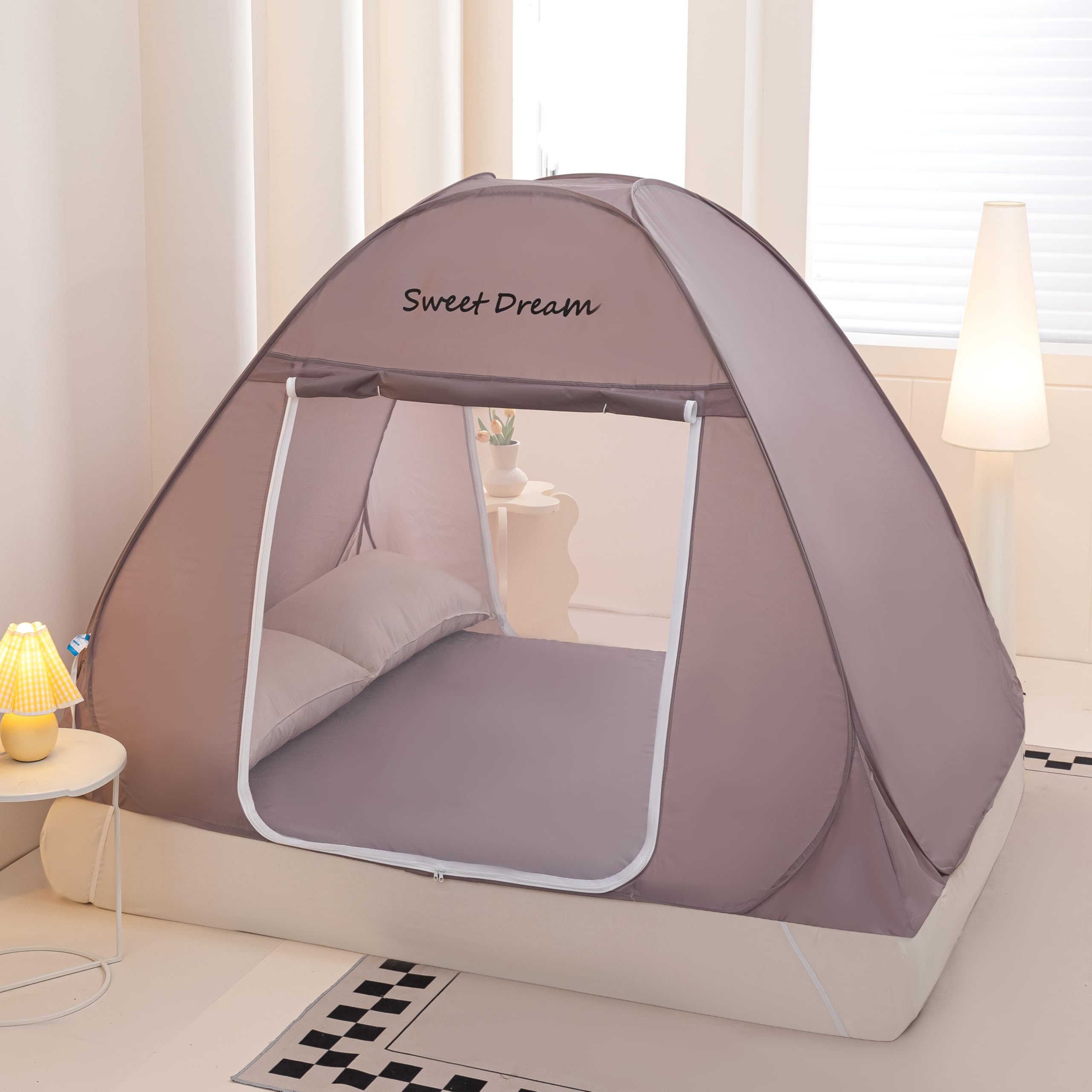GLKEBY Zanzariera oscurante con copertura 150 x 200 x 150 cm, impermeabile, portatile, installazione istantanea per casa, campeggio, viaggi e uso esterno, durevole e facile da riporre