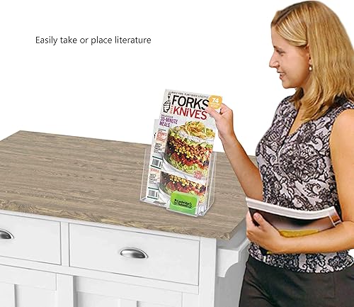 Miniatura 6 de Marketing Holders Revistero de 8 1/2 pulgadas de ancho con bolsillo para tarjetas de visita adjunto, paquete de 20 tarjetas de acrílico para boletín