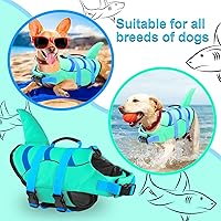 Vista 153 de Chaleco salvavidas de tiburón para perro, chaleco salvavidas ajustable para nadar con asa de rescate