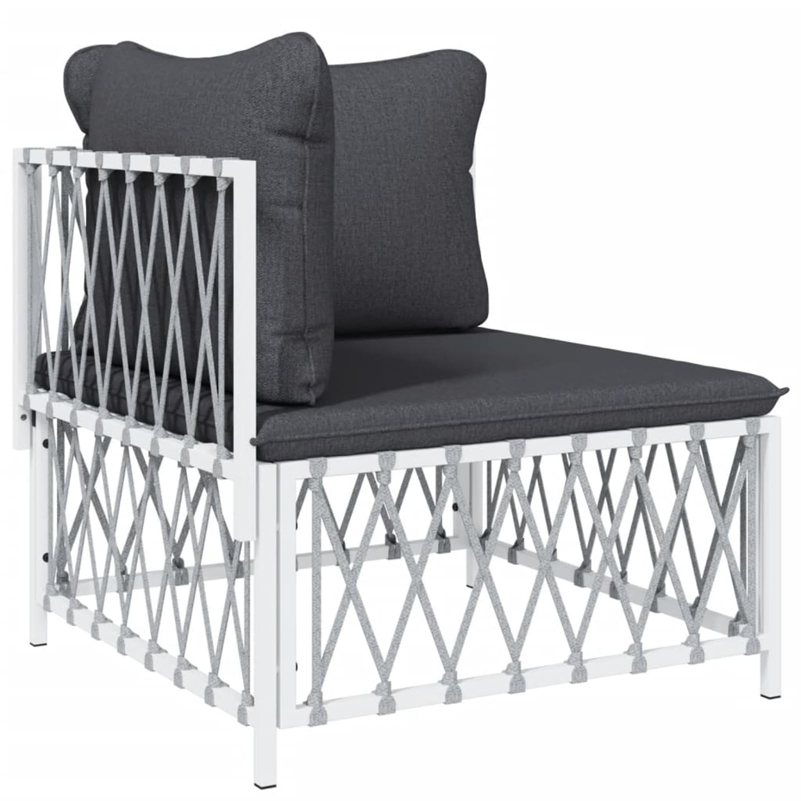 Homgoday 3-TLG. Gartenlounge Set Gartensofa Gartenmöbel Set Sitzgruppe Loungemöbel Sitzgarnitur Gartenlounge mit Kissen Balkonmöbel Gartengarnitur Weiß Stahl