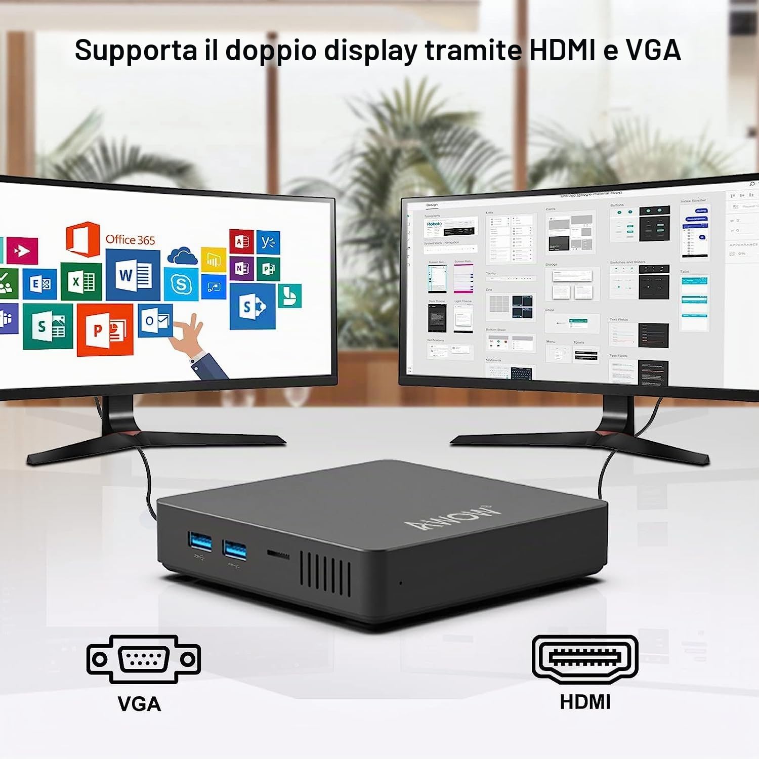 AWOW Mini PC Windows 10 Pro 6 GB RAM 64 GB SSD, Mini Desktop Computer Celeron N3350 CPU (Up to 2.4 GHz), Micro Computer TX33 Micro PC Support M.2 SATA SSD/Dual Wi-Fi /BT4.2 /HDMI/VGA