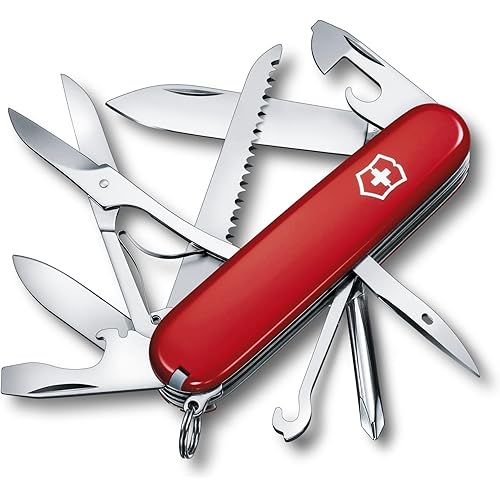 Victorinox Fieldmaster Swiss Army Knife, 15 Function Swiss Made Pocket Knife with 2 Blades, Scissors, Philips Screwdriver and Bottle Opener - Red