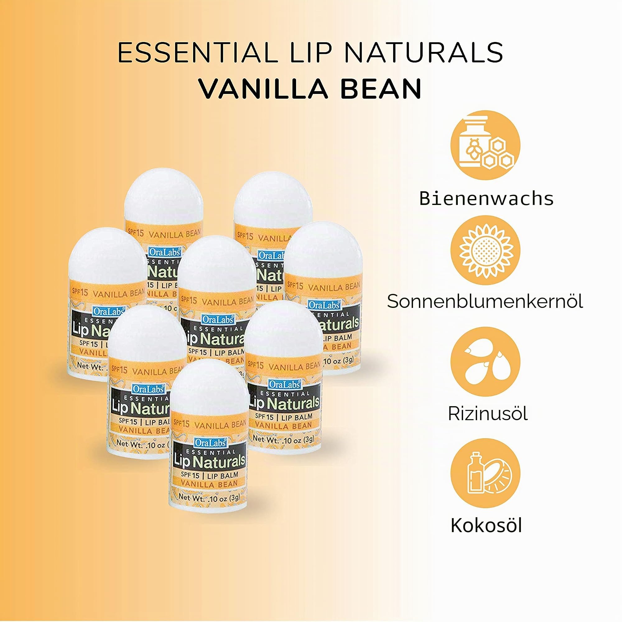 Essential Lip Naturals | Mini Lip Balm - 12 Count [SPF-15] (Vanilla Bean)