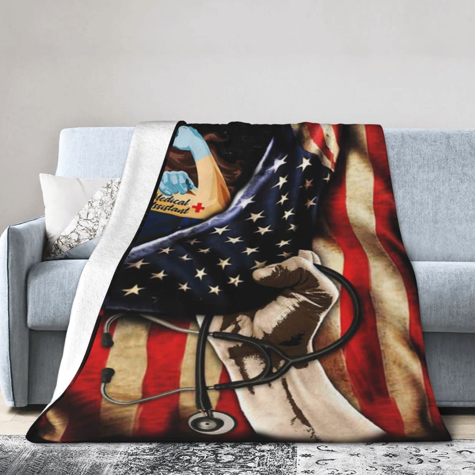 Lsjuee Flannel Fleece Blanket 40"X30" ProudAssistant Bed Throw Blanket Quality Ultra-Soft Travel Winter Blankets for Womens Keep Warm