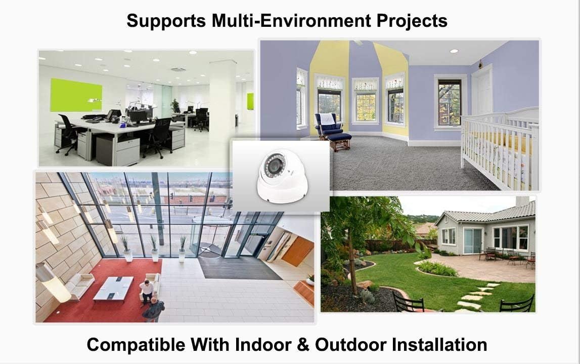 Evertech 1080p HD Wide Angle CCTV Security Dome Camera Day Night Vision Indoor Outdoor 2.8mm Fixed Lens