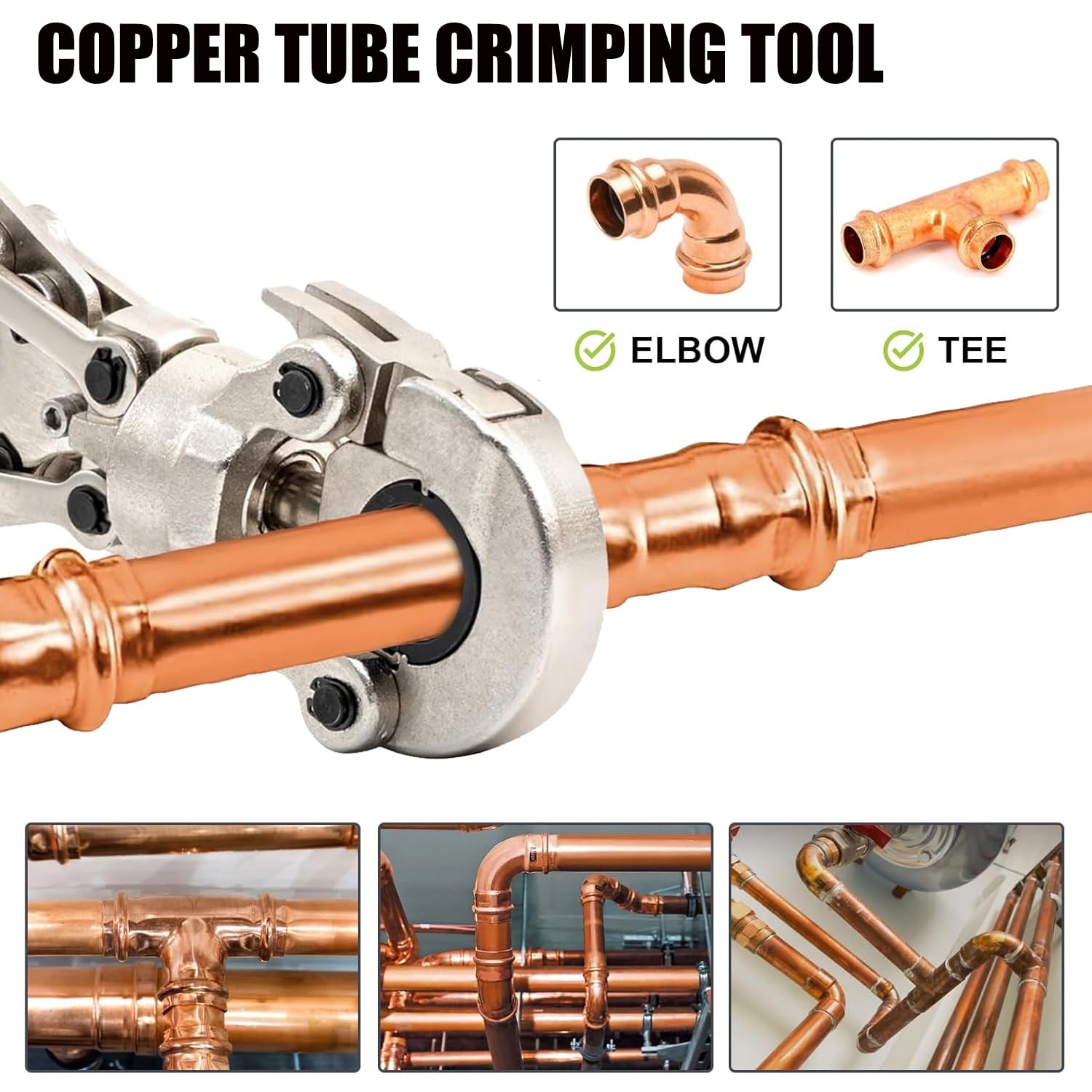 Pinza per Serra Multistrato, Pinza a Pressa Professionale con Profilo a V e TH, Testa Rotante a 360 °, Pressatrice Tubi Manuale per Tubi in Rame, Alluminio,Pex, Tubo in Acciaio Inox Sottile