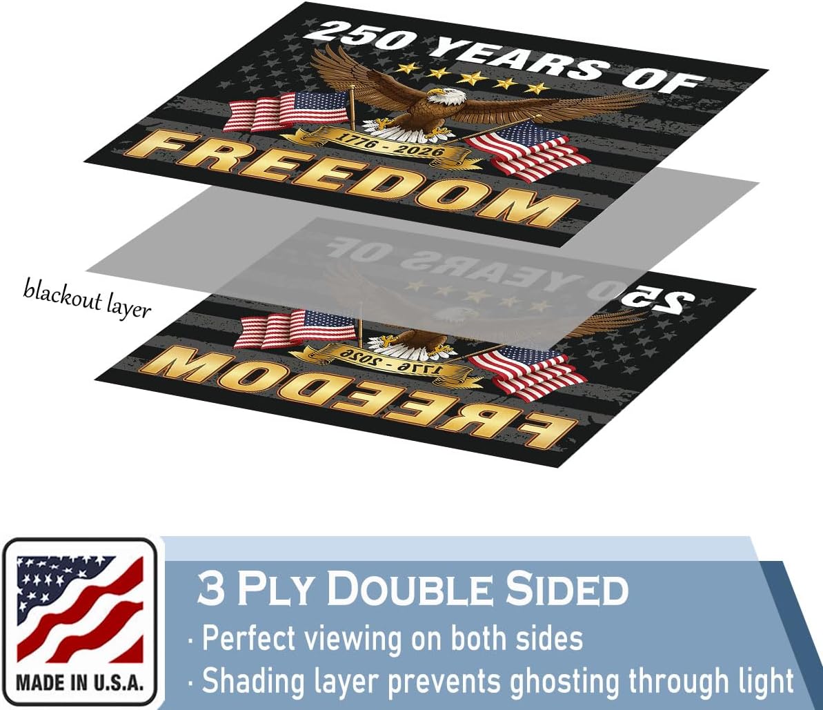 American 250th Anniversary Flag 4x6 FT Made in The USA Heavy Duty Vibrant Colors Double Sided Black Freedom 1776-2026 250th Birthday Flag with 2 Brass Grommets Independence Celebration Suitable for Indoor and Outdoor Use