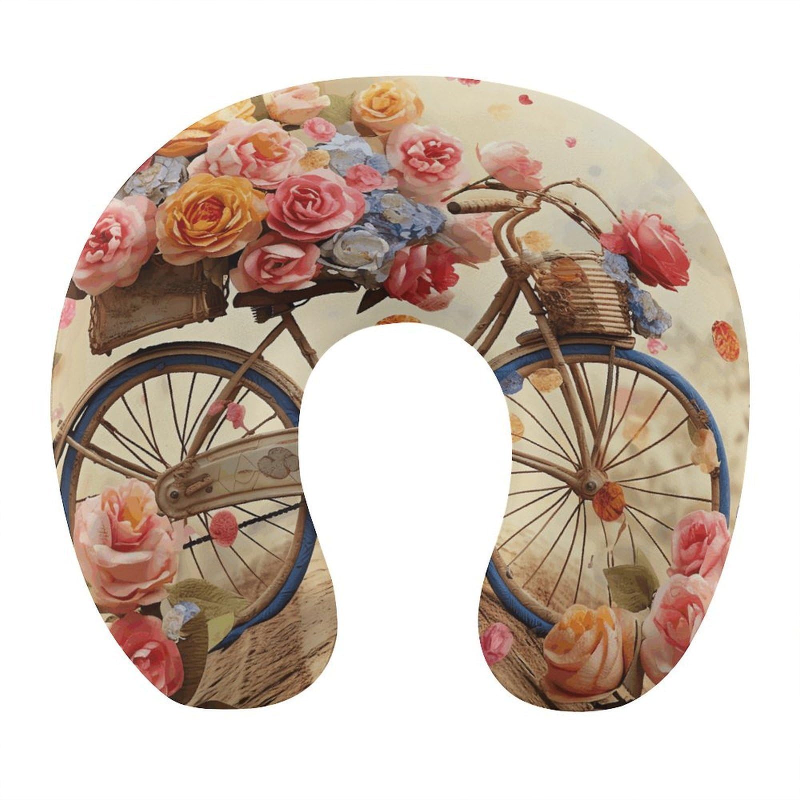FekiLoot Flower Bicycle Travel Pillow,U Shaped Office Napping Pillow Support Neck and Head Comfortable Travel Neck Pillow U Shape Sleeping Essentials for Long Haul Flights