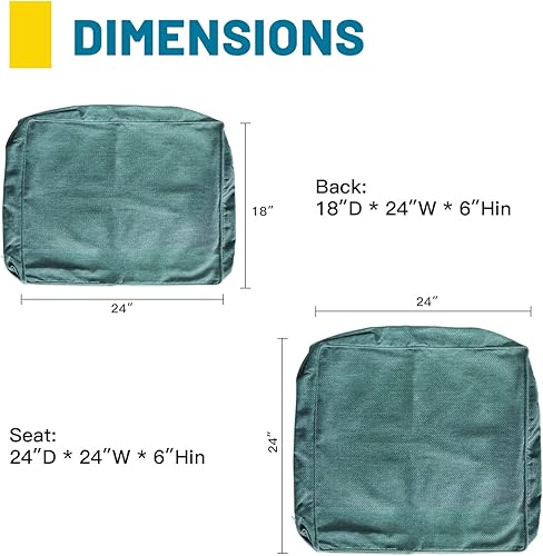 Miniatura 2 de ARTPLAN Fundas de asiento profundo para exteriores, fundas para respaldo de asiento de patio, solo 24 x 24 x 6 pulgadas, 18 x 24 pulgadas, olefina,