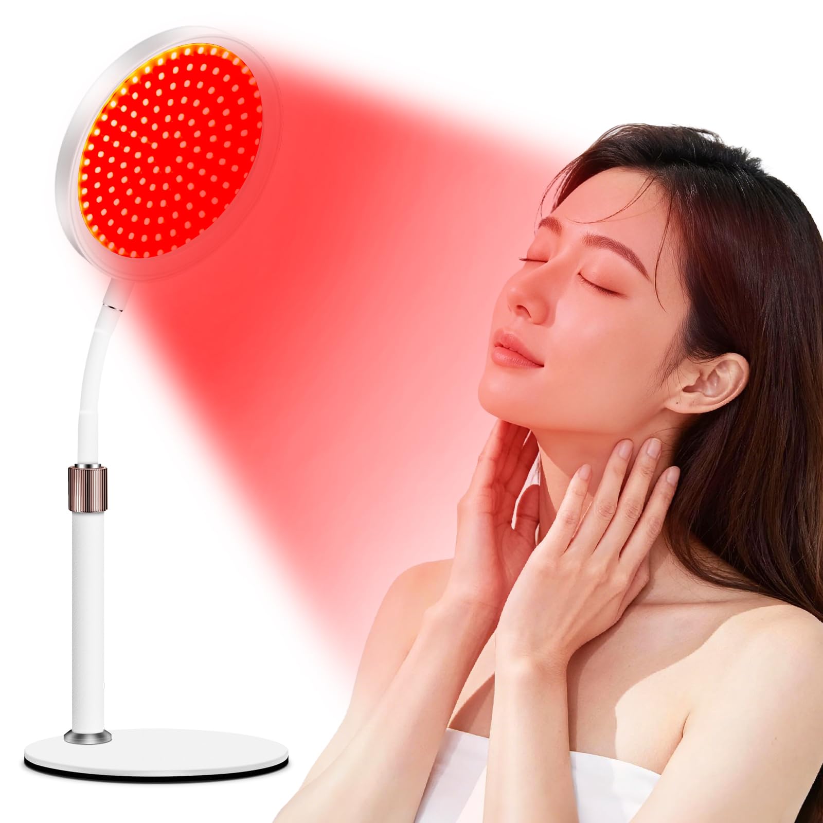 Heathredy赤外線ライト レッドライト赤色ledライトベース付き 660nm 850nm 角度調節可能顔、首、手用 家庭用オフィス