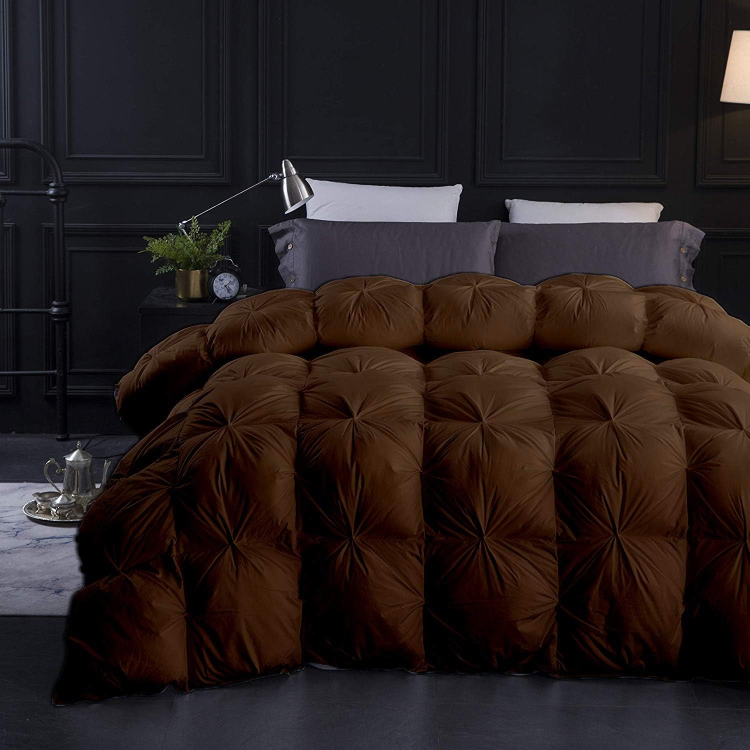 Quan Brown All Season Goose Down Pintuck Comforter
