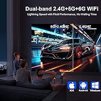 Vista 5 de Mini proyector con WiFi y Bluetooth, 4K Smart 1080P Proyector de película portátil para exteriores con Android 13 y aplicaciones integradas