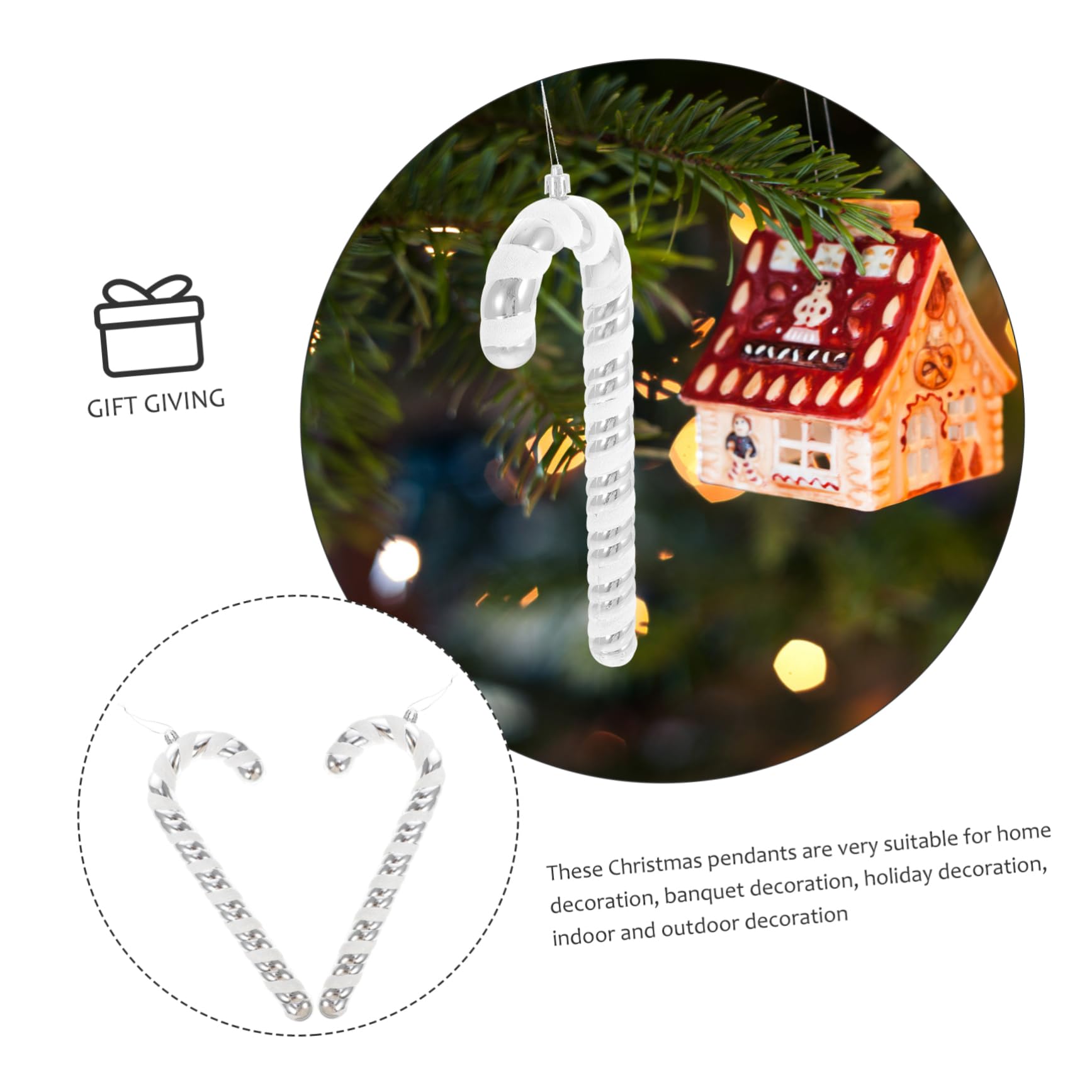 Ciieeo 6 STK Weihnachtsstock Star for Christmas Tree Christbaum anhänger Weihnachts-Süßigkeiten-Ornamente Weihnachtszwergdekoration Weihnachtsdekorationen Christbaumschmuck zum Aufhängen