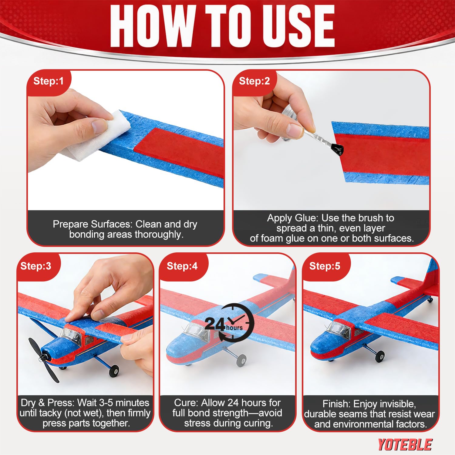 250ML Foam Glue with Brush Cap, High-Tack for Long-Lasting Bonding