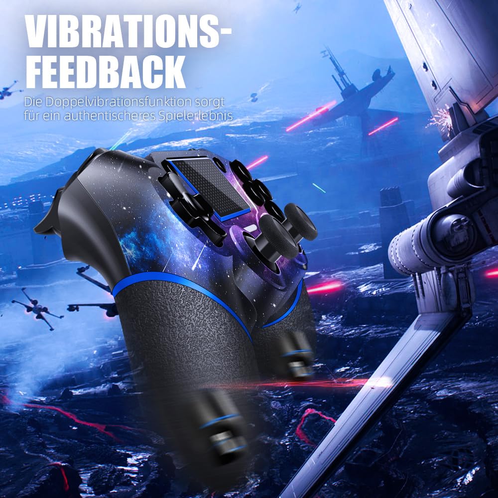 AceGamer Contrôleur sans fil pour PS4, manette de jeu Tefelan compatible avec PS4/Pro/Slim/PC Gamepad avec turbo/bouton arrière/double vibration/capteur gyroscope 6 axes