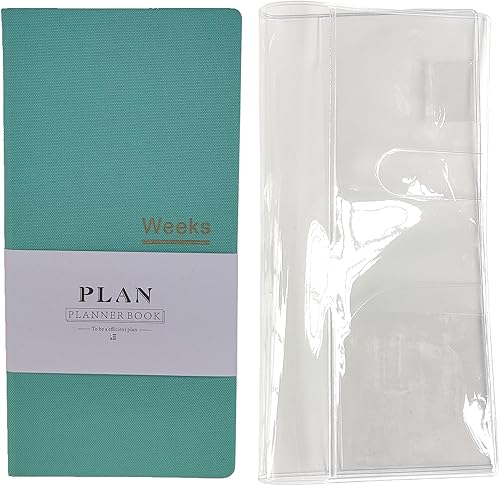 Miniatura 10 de Agenda semanal de bolsillo sin fecha, organizador de horarios, agenda anual, mes, semana, planificador, A6, cuadernos (A6, agenda sin fecha, verde)