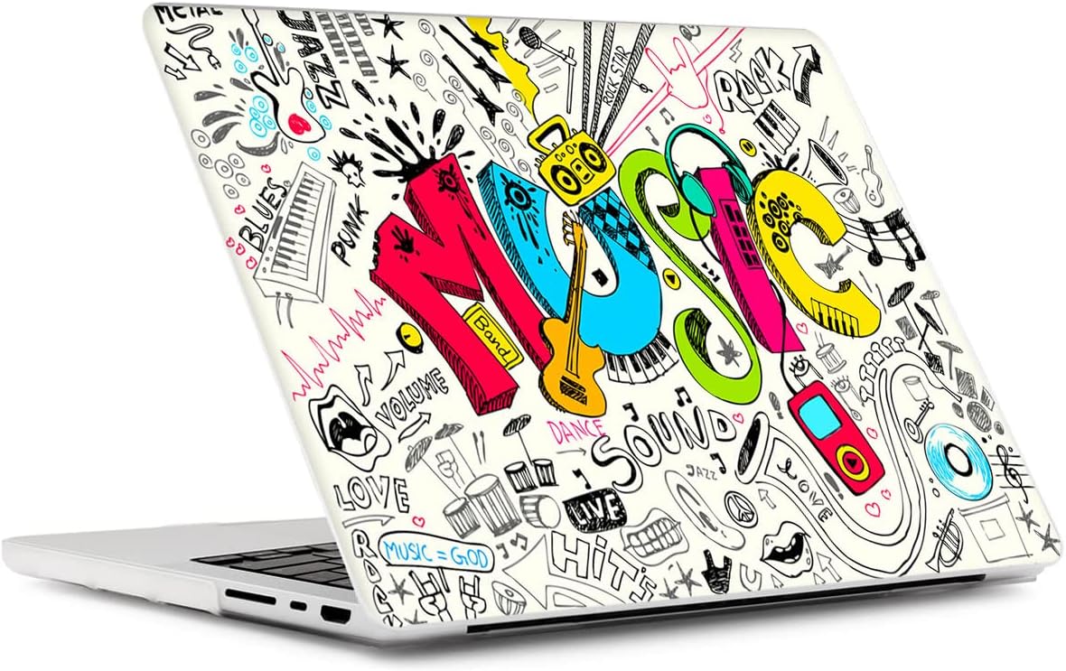 Hard Case Compatible with MacBook Pro 16 inch 2020 2019 Release A2141 with Touch Bar & Touch ID, Print Pattern Plastic Protective Cover Hard Shell Case & Keyboard Skin - Creative Music