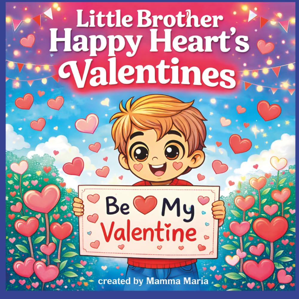 Little Brother Happy Heart's Valentines: Valentine Activity Coloring Book for Preschool, Toddlers, Boys & Classroom Gift Exchange