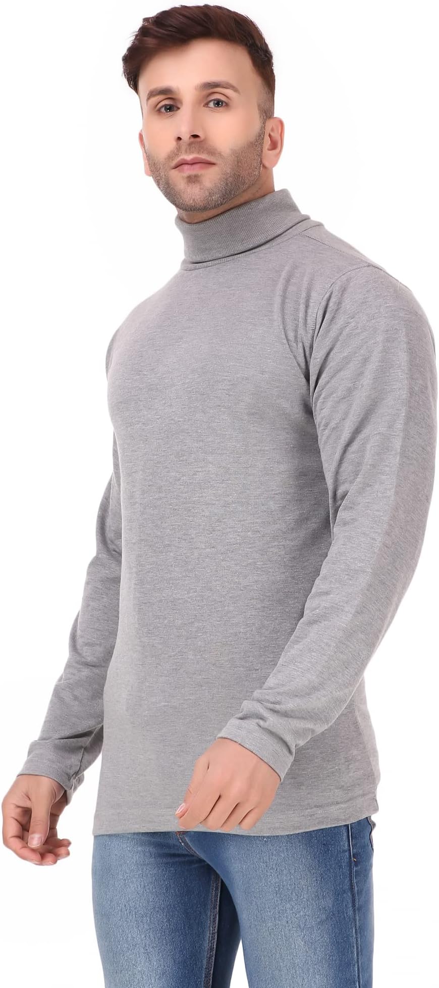 UZARUSMen's Cotton Solid Full Sleeve Turtle Neck T Shirt