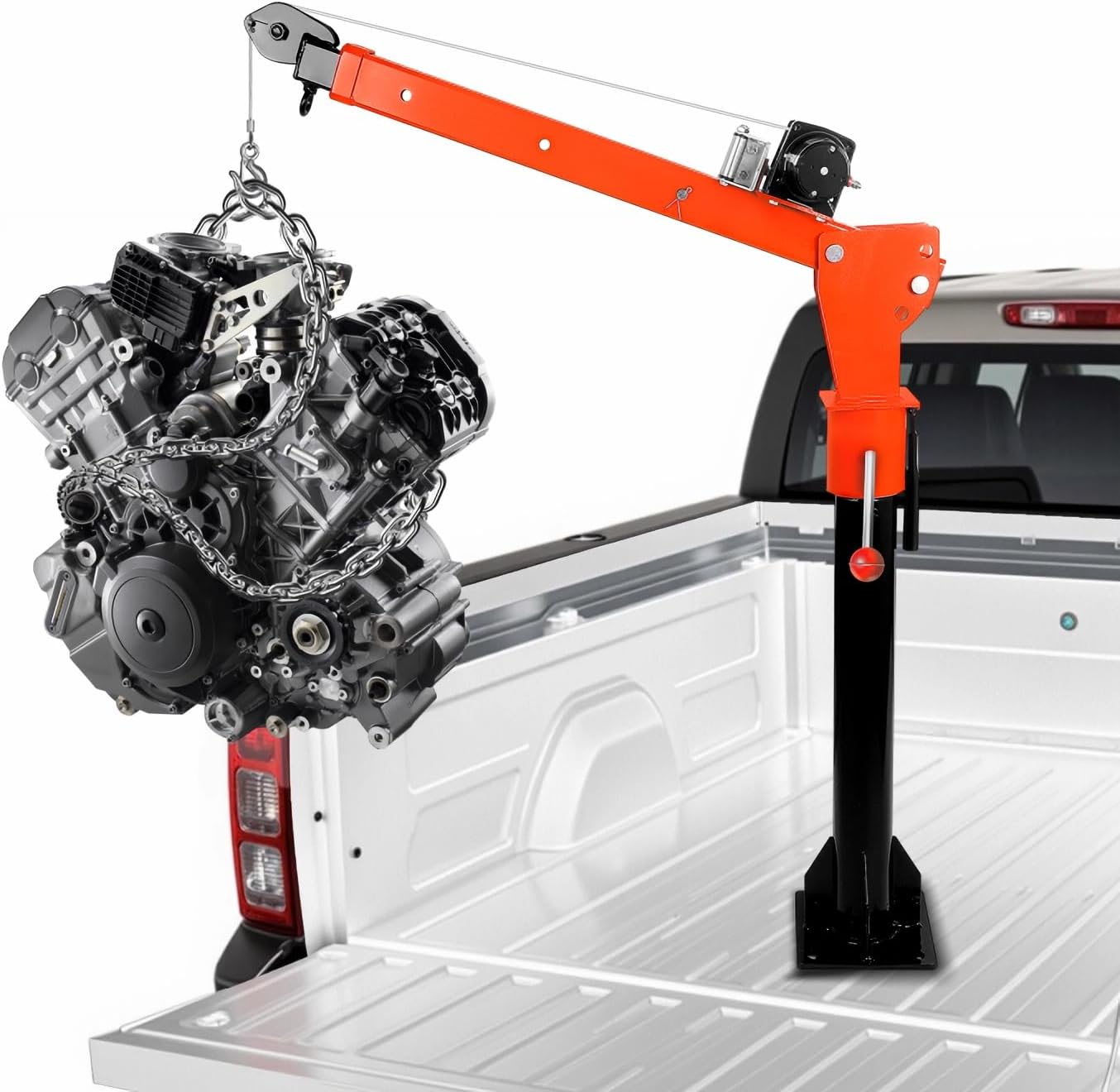 Electric Truck Crane,6000 Lbs Capacity, Truck-Mounted Bed Crane with Electric Winch 10000 lbs 12V,360° Adjustable Boom for Lifting Goods in Workshop Loading Construction, Factory