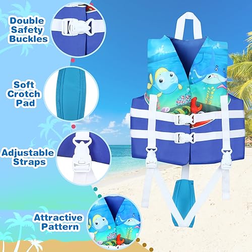 Miniatura 4 de Chaleco de natación para niños pequeños, flotador de piscina para niños, flotador de natación para niños de 20 a 70 libras, chaleco flotante para