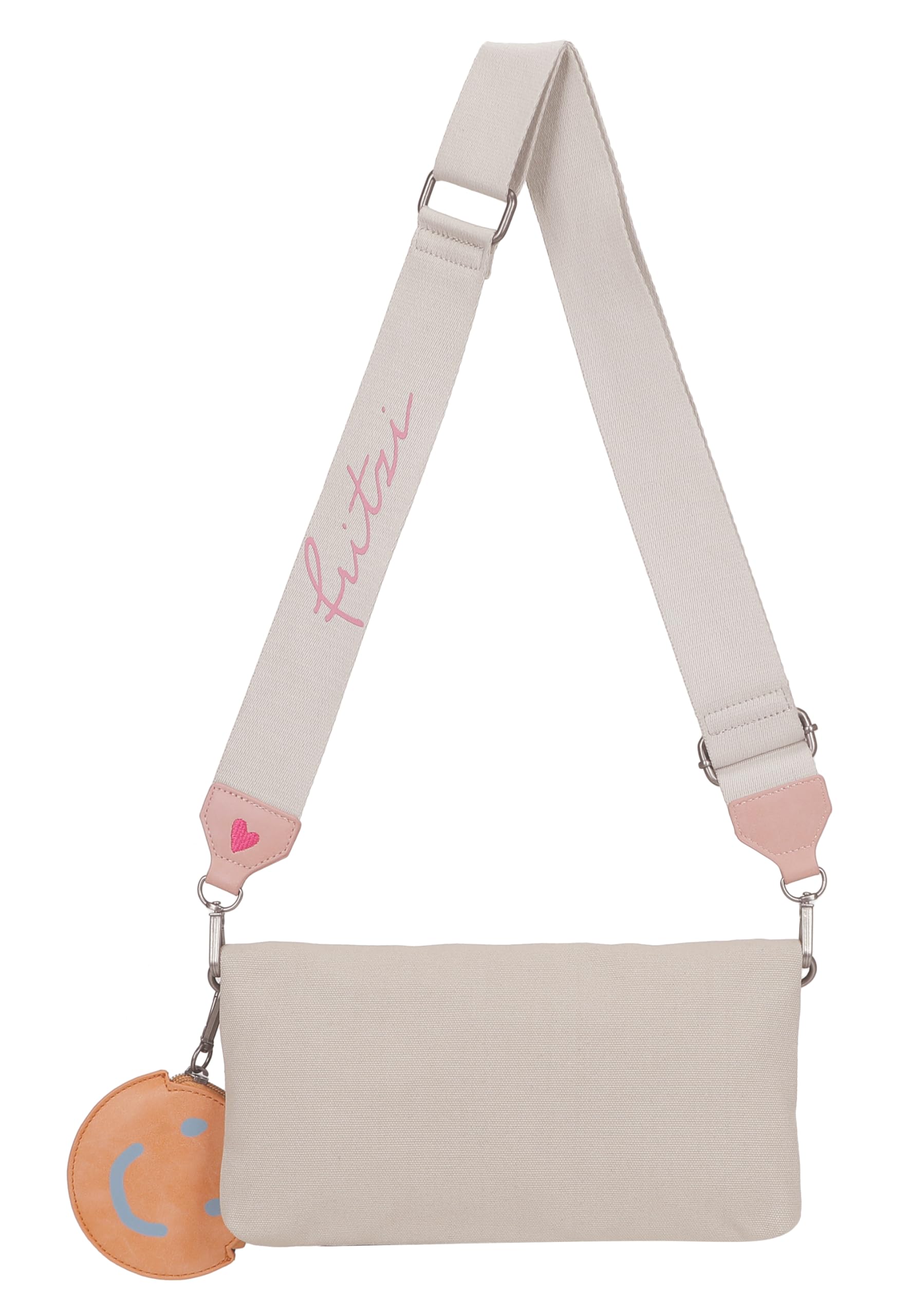 Fritzi Ronja Cross Limited Embro Fun Canvas Crossbody Damen Umhängetasche Schultertasche Freizeit Alltag Reißverschluss Canvas 31 x 29 x 3 cm, Beige