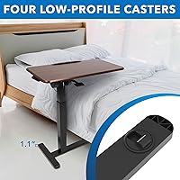 Vista 4 de Mount-It! Rolling Bedside Table, Overbed Tray Table on Wheels for Hospital or Home Meals in Bed, Adjustable Height Tilting Swivel Standing Laptop