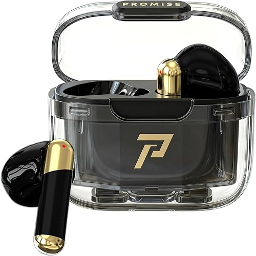 Promise Auriculares inalámbricos Bluetooth5.3, 40 horas de reproducción, micrófono con cancelación de ruido ENC, graves profundos de 0.512 in,