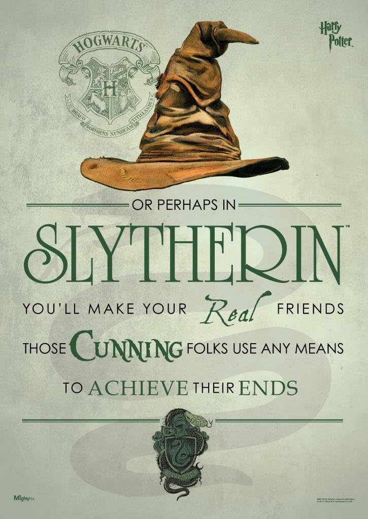 Harry Potter - Slytherin - Hogwarts Sorting Hat House Quote – Durable 17” x 24 Wall Art – NOT Made of Paper – Officially Licensed Collectible… MP17240183