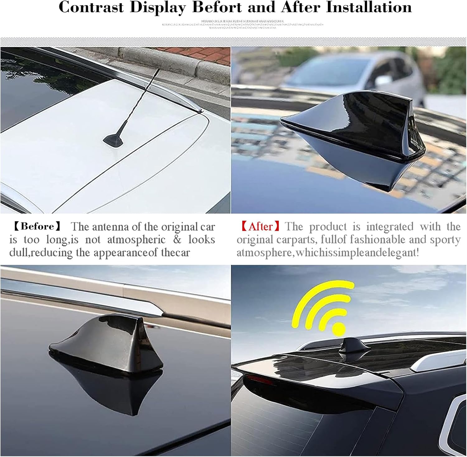 No Drill Car Fin Antenna Shark Cover Compatible with Lexus RX350 RX300 IS250 RX330 LX470 IS200 LX570 GX460 GX ES LX ist IS350, Car Roof Antenna Replacement with Adhesive Tape, Fits Most Vehicles