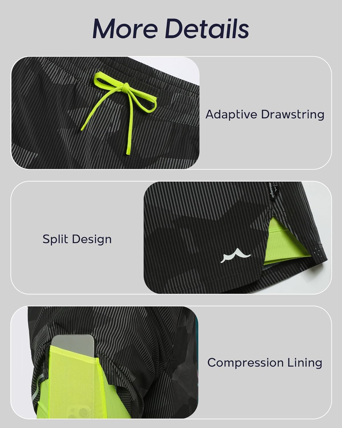 maamgic Men's Athletic Running Shorts with Liner Ultra Lightweight Workout Shorts 5"/ 7" - Image 3