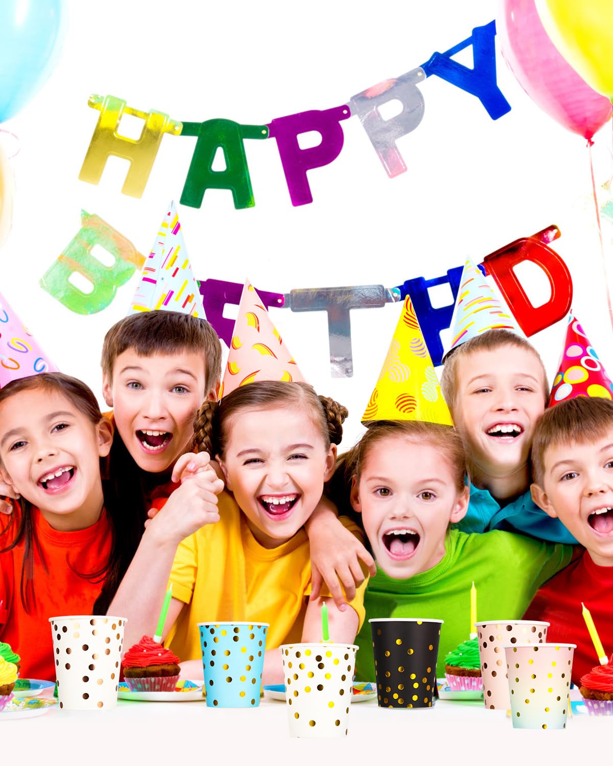 POPOYU MOMAHUA 16 Pièces Gobelets En Papier - Blanc Gobelets En Carton 25cl - Multicolores Tasses De Fête